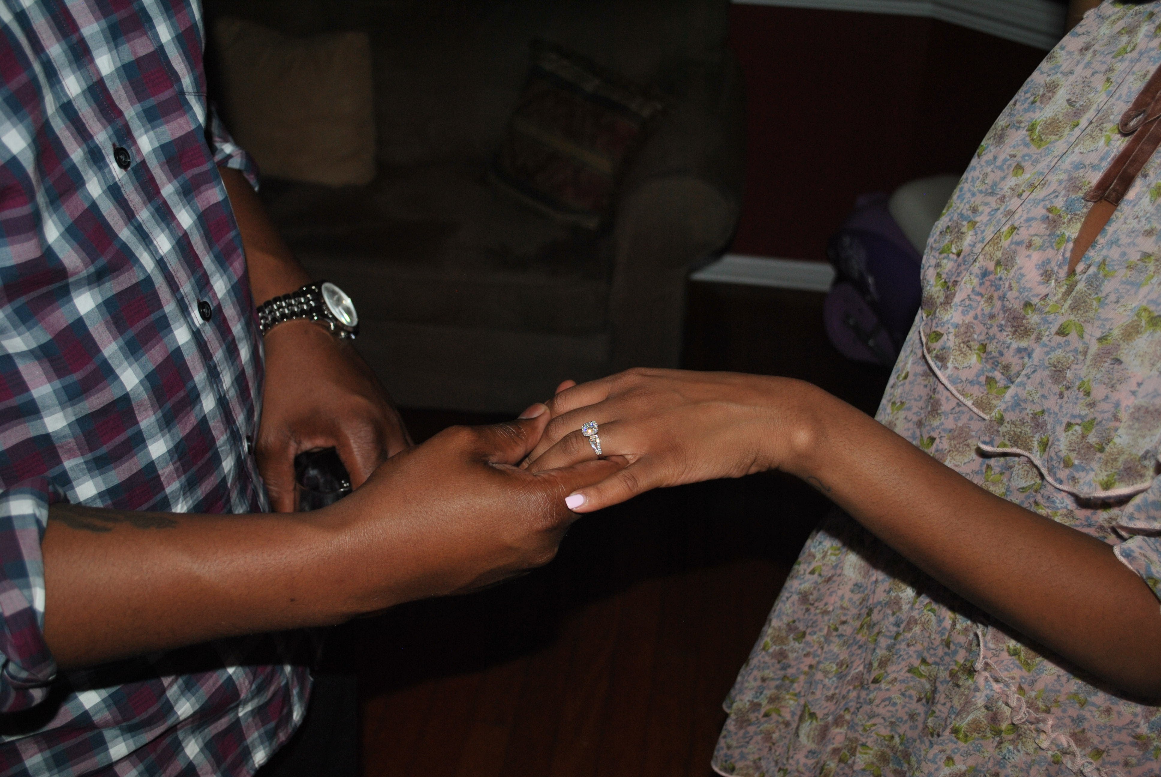 engagement ring hands
